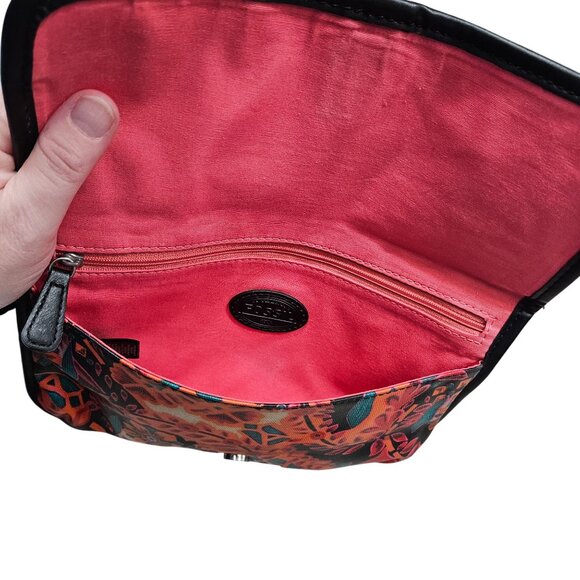 Fossil‎ Floral Canvas Crossbody Bag With Black Adjustable Strap & Buckle Closure - Picture 8 of 12